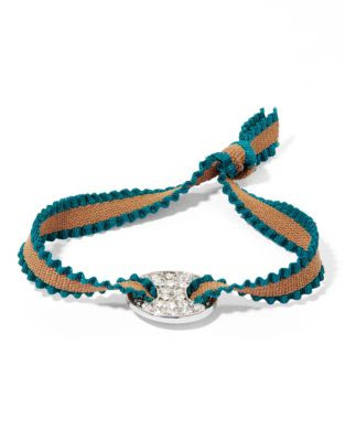 Rita D Pave Plate Stretch Ribbon Bracelet - ORANGE