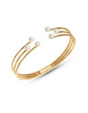 Nadri Goldtone Hinge Bracelet with Faux Pearls - GOLD