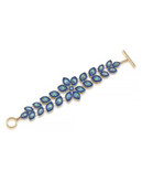Carolee Blue Petals Dramatic Flex Gold Tone Bracelet - BLUE