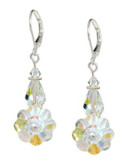 Rita D Flower Crystal Drop Earrings - SILVER