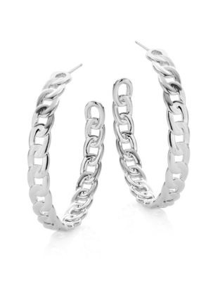Nadri Chain Link Hoop Earrings - SILVER