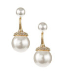 Nadri Faux Pearl Front-to-Back Earrings - GOLD