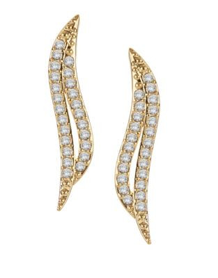 Nadri Pave Filigree Stud Earrings - GOLD