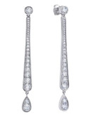 Crislu Sterling Silver Finished in Pure Platinum Cubic Zirconia Drop Earring - SILVER
