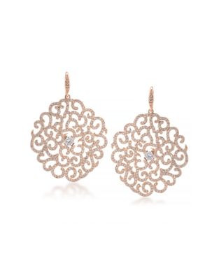 Carolee Floral Lace Rose Goldtone Dramatic Floral Drop Pierced Earrings - ROSE GOLD