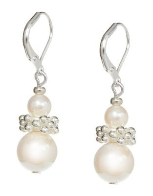Rita D Double Pearl Drop Earrings - PEARL