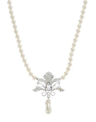 Mmcrystal Pearl Necklace with Pendant - PEARL - 1