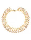 Carolee Peach Blossom Dramatic Collar Gold Tone Necklace - PINK