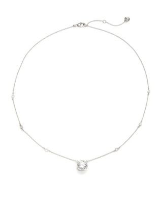 Crislu Cubic Zirconia and Sterling Silver Pendant Necklace - PLATINUM