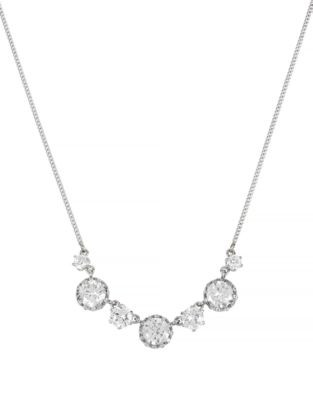 Betsey Johnson All That Glitters Ruffled Crystal Frontal Silver Necklace - CRSYTAL