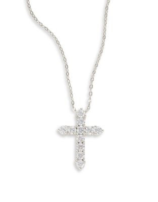 Nadri Mini Cross Pendant Necklace - SILVER