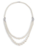 Nadri Stone Cluster Faux Pearl Necklace - RHODIUM