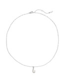 Nadri Scripted Pave Faux Pearl Necklace - SILVER