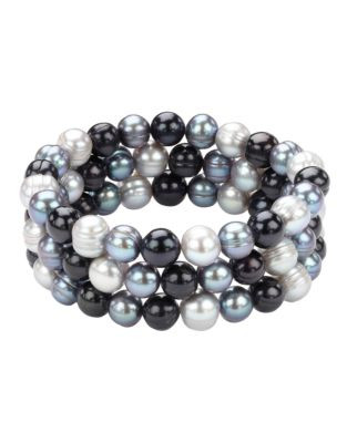 Honora Style Multi Tone Pearl Bracelet Set 3 - BLACK