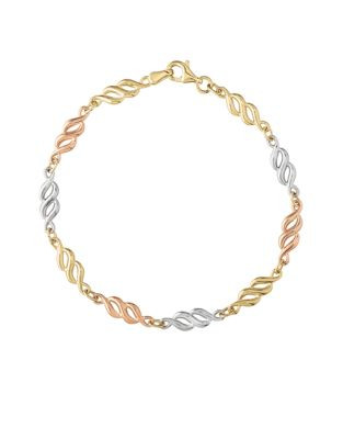 Fine Jewellery 14k Tri-Color Gold Infinity Bracelet - GOLD