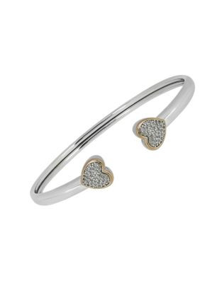 Fine Jewellery 14K Gold and Sterling Silver Heart Cuff with 0.2 TCW Diamonds - DIAMOND