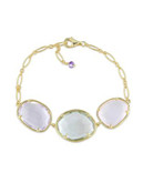 Concerto Amethyst Green and Rose Quartz Yellow Sterling Silver Bracelet - AMETHYST