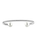 Concerto White Pearl and Sterling Silver Cable Cuff - WHITE