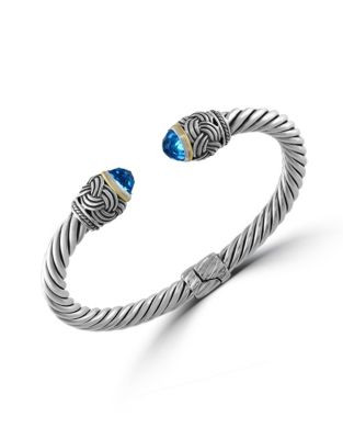 Effy 18K Yellow Gold and Sterling Silver Topaz Bangle - BLUE TOPAZ