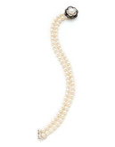 Town & Country Sterling Silver Diamond And Pearl Black And White Flower Bracelet - PEARL