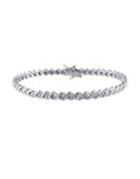 Concerto Diamond Cluster Sterling Silver Filigree Tennis Bracelet - DIAMOND