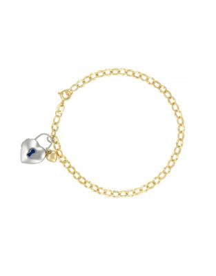 Fine Jewellery 14k Yellow Gold and Sterling Silver Heart Bracelet - YELLOW GOLD