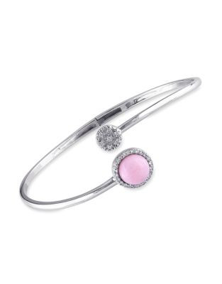 Concerto Diamond White Topaz and Pink Opal Accent Bracelet - TOPAZ