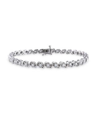 Concerto Round Diamond Sterling Silver Filigree Tennis Bracelet - DIAMOND