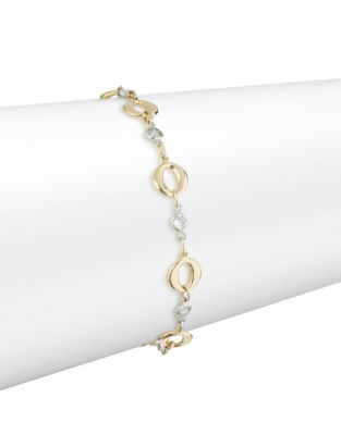 Fine Jewellery Two-Tone 14K Gold Station Bracelet - CUBIC ZIRCONIA