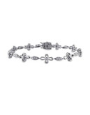Concerto Diamond Sterling Silver Flower Link Bracelet - DIAMOND