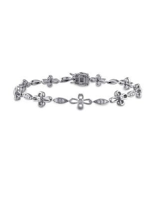 Concerto Diamond Sterling Silver Flower Link Bracelet - DIAMOND