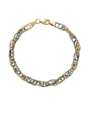 Fine Jewellery 14k Two-Tone Gold Layered Links Bracelet - GOLD
