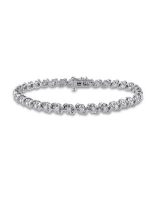 Concerto Round-Cut Diamond Sterling Silver Filigree Tennis Bracelet - DIAMOND