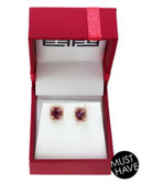 Effy 14K Rose Gold 0.12ct tw Diamond and Natural 1.14ct Ruby Earrings - RED