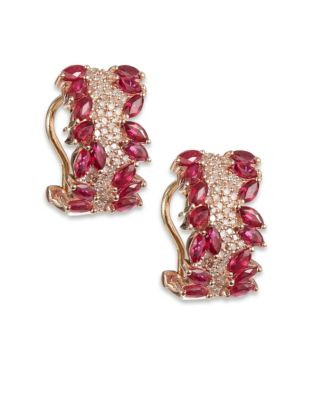Effy 14k Rose Gold Diamond Ruby Earrings - RUBY