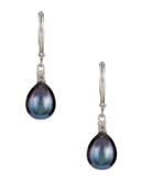 Fine Jewellery 10K White Gold Diamond And Half Drill Pearl Earrings - BLUE
