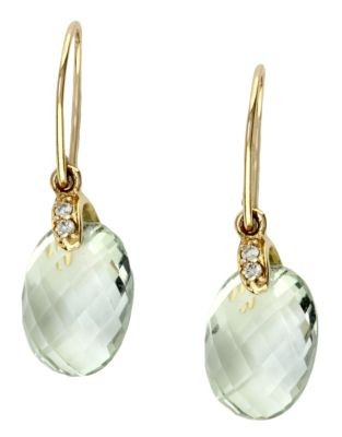 Effy 14K Yellow Gold Diamond And Green Amethyst Earrings - AMETHYST