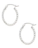 Fine Jewellery 14K White Gold Square Oval Earrings - WHITE GOLD