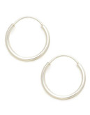 Fine Jewellery 14K White Gold Rhodium Plated 12mm Endless Tube Hoops - WHITE GOLD