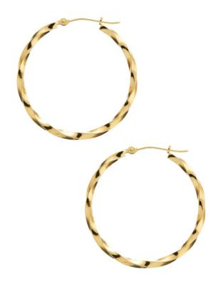 Fine Jewellery 14KT Yellow Gold Twisted Hoop Earrings - GOLD