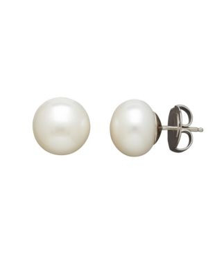 Honora Style Sterling Silver and Freshwater Pearl Stud Earrings - WHITE