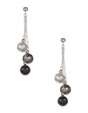 Honora Style Tri Tone Freshwater Pearl Drop Earrings - BLACK