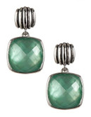 Fine Jewellery Green Quartz and Mother of Pearl Doublet Sterling Silver Drop Earrings - GREEN