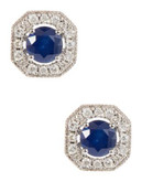 Effy 14K White Gold Diamond Sapphire Earrings - SAPPHIRE - 7