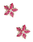 Effy 14K Rose Gold 0.03Ct. T.W. Diamond and 1.14Ct. Natural Ruby Floral Earrings - RUBY