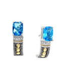 Effy 18K Yellow Gold-Silver 0.04ct. Diamond and 1.90ct Blue Topaz Earrings - BLUE