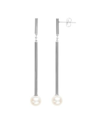 Honora Style 7MM-8MM Pearl and 14K White Gold Linear Drop Earrings - WHITE