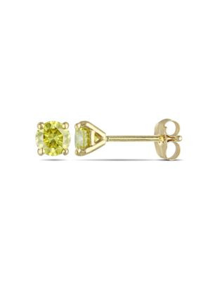 Concerto .5ct TDW Yellow Diamond 14KY Martini Style 4-Prong Solitaire Earrings - YELLOW