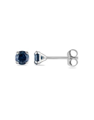 Concerto 14KW .5ct TDW Blue Diamond 4-Prong Solitaire Earrings - BLUE
