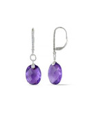 Concerto .125 CT Diamond TW And 18 CT TGW Amethyst-Africa 14k White Gold Leverback Earrings - PURPLE